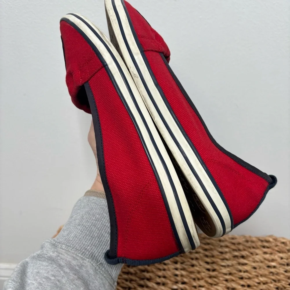 Tory Burch Red Flats with Black Accents - Picture 9 of 11